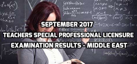 September 2017 Results of Licensure Examination for Teachers .